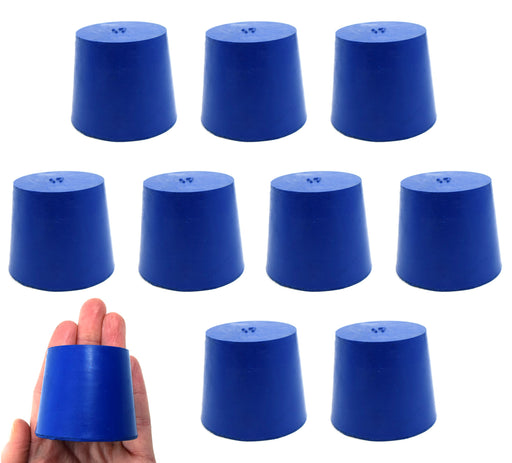 Neoprene Stoppers, Solid Blue - Size: 40mm Bottom, 49mm Top, 40mm Length - Pack of 10