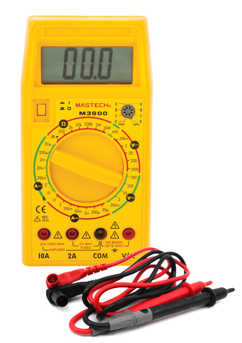 Digital Muiltimeter, Model M-3900 - 200mV - 1000 V ±0.5% ±1Digit - Testing Leads, Battery & Instructions Included - Eisco Labs