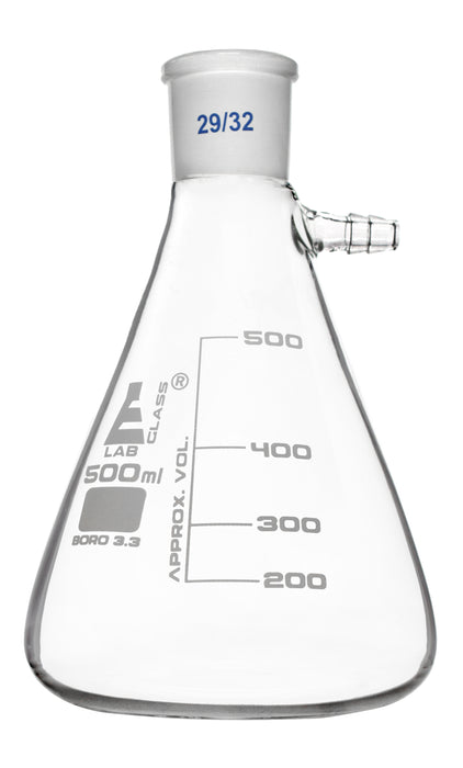 Buchner Filter Flask, 500ml - 29/32 Socket Size Joint - Side Arm - Borosilicate 3.3 Glass - Eisco Labs