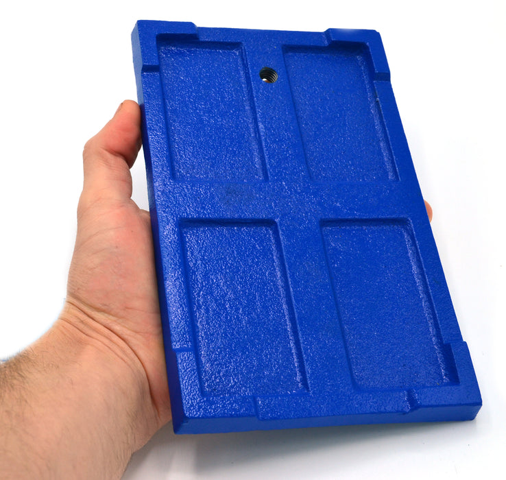 Rectangular Retort Base - 8"x5" - Heavy Duty Cast Iron, Blue - Eisco Labs