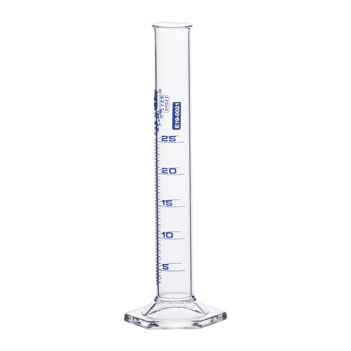 Graduated Cylinder, 25ml - Class A - Hexagonal Base - Borosilicate Glass