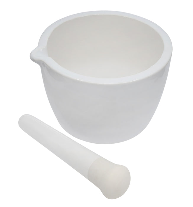 Porcelain Mortar & Pestle Set, 25oz - Heavy Duty Pattern - Unglazed Grinding Surface