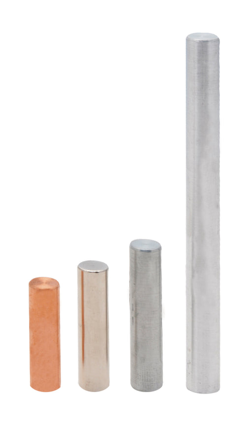 4pc Equal Mass Metal Cylinders Set - Copper, Iron, Aluminum & Zinc