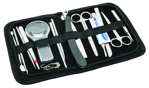 Dissection Set, Advanced, 14 Pcs - Stainless Steel - Leather Storage Case