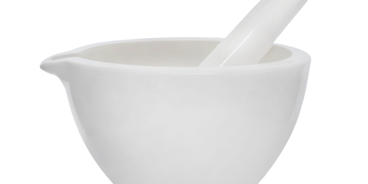 Porcelain Mortar & Pestle Set, 67oz - Heavy Duty Pattern - Unglazed Gr - View #5