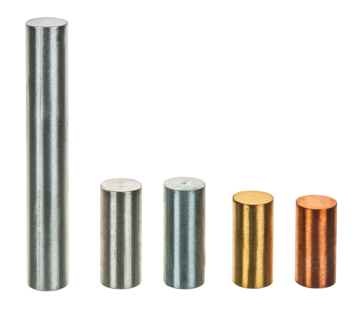 5pc Equal Mass Metal Cylinders Set - Zinc, Copper, Aluminum, Tin & Brass