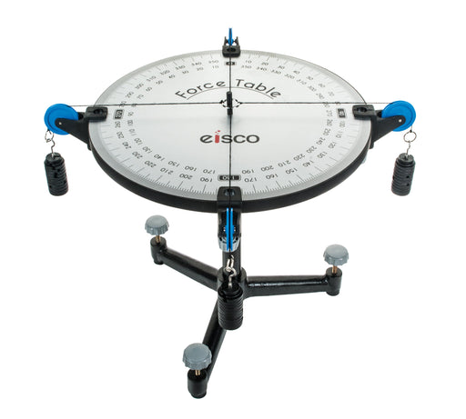 Force Table, 40cm dia. - Measure Vector Forces - Includes Stand, Pulleys & Clamps, Slotted Masses, String & Hoops