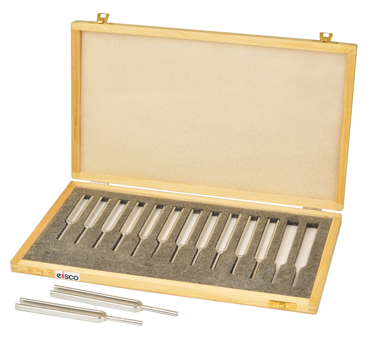 Steel Tuning Fork Set - Set of 13 - In Wooden Case, Designed for