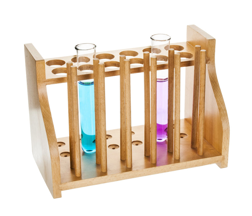 Wooden Test Tube Stand & Draining Rack - Holds 12 Tubes - 9.3"