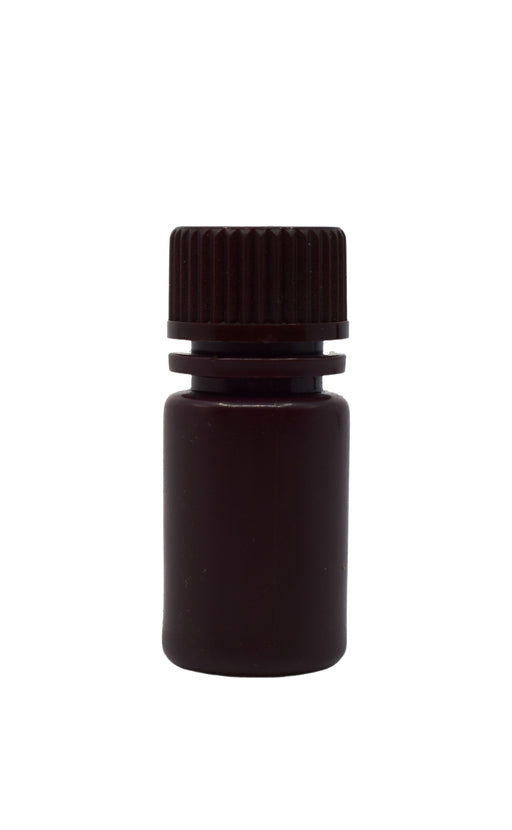 Reagent Bottle, Amber, 15mL - Narrow Mouth with Screw Cap - HDPE