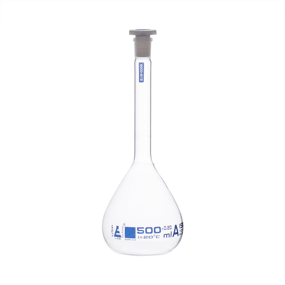 Volumetric Flask, 500ml Class A, ASTM, ±0.20ml Tolerance — Eisco Labs