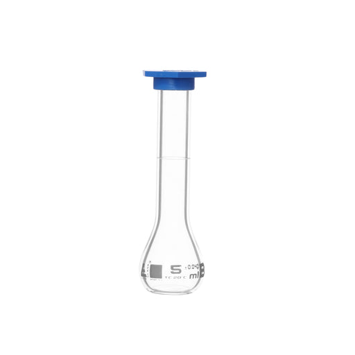 Volumetric Flask, 5mL - ASTM, Class B - Snap Cap - White Markings - Borosilicate Glass