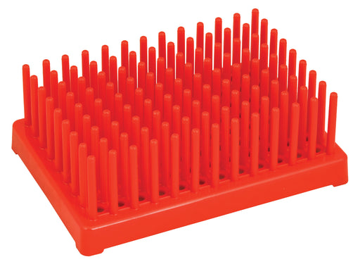 Red Plastic Test Tube Peg Drying Rack Holds 96 13mm Test Tubes - Eisco Labs