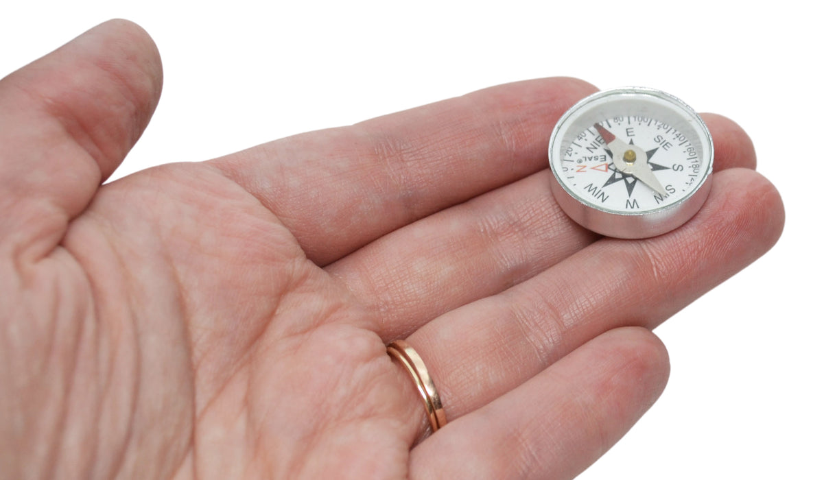 Mini Compass, 25mm - For Plotting - With Glass Face And Aluminium Case - Marked with Principal Points - Eisco Labs