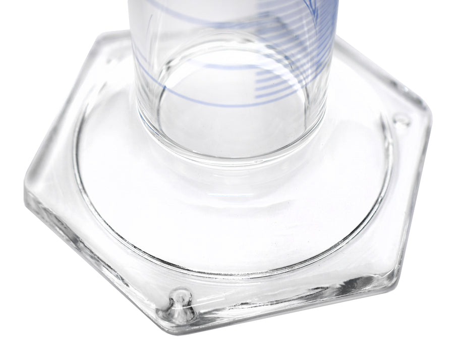 Measuring Cylinder, 10ml - ASTM, Class A Tolerance ±0.10ml - Protective Collar, Hexagonal Base - Blue Graduations - Borosilicate 3.3 Glass - Eisco Labs