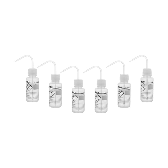 6PK Performance Plastic Wash Bottle, Blank Label, 250 ml