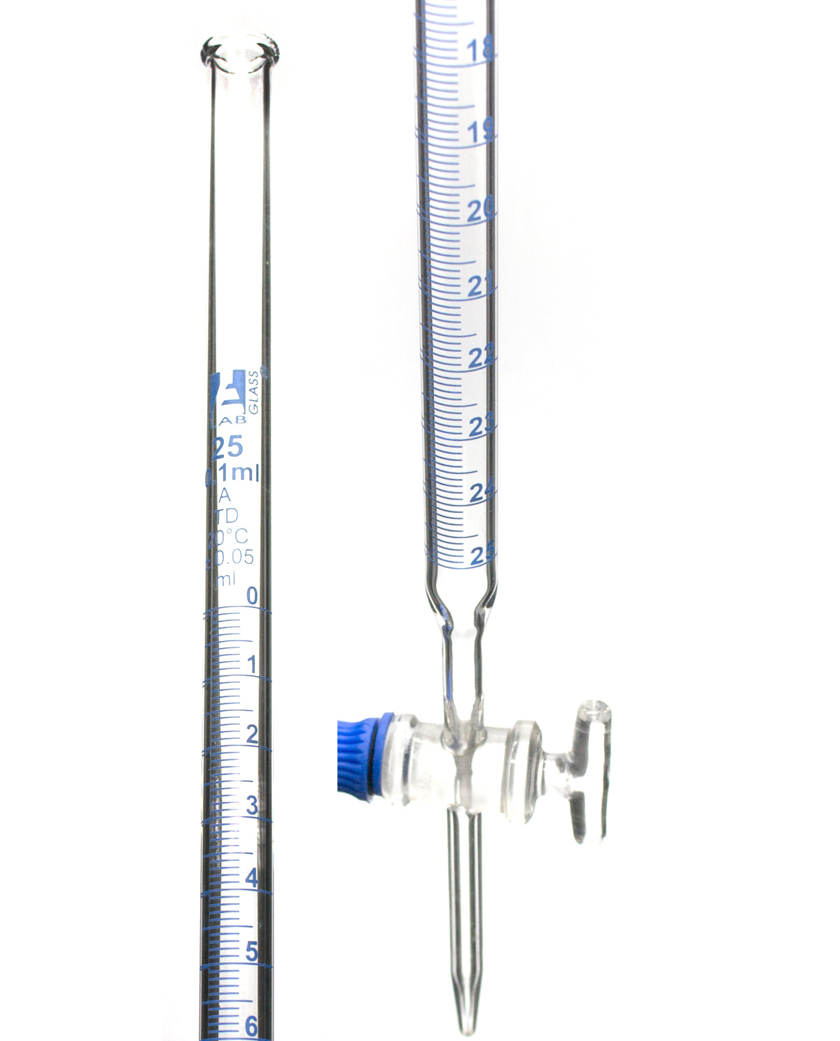 Class A 25mL Borosilicate Burette 0.1mL Graduations 0.05mL Toleran